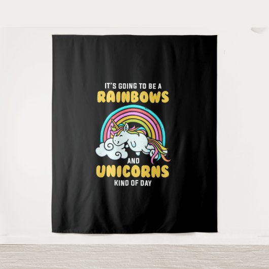 Einhorn wird ein Regenbogen und ein Einhorn Wandteppich (Vorderseite)