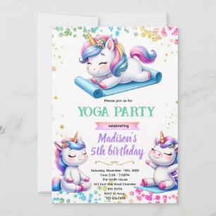 Einhorn-Yoga-Geburtstagsfeier-Einladung Einladung