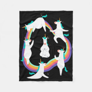 Einhorn Yoga Sonnengruß-Posen Regenbogen Meme Fleecedecke
