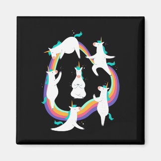 Einhorn-Yoga-Sonnengruß-Posen Regenbogen-Meme Magnet