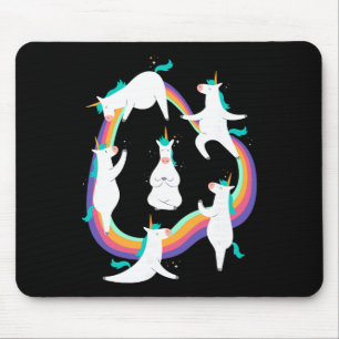 Einhorn-Yoga-Sonnengruß-Posen Regenbogen-Meme Mousepad