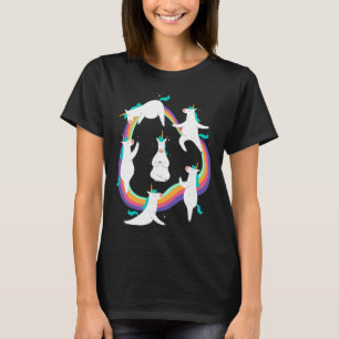 Einhorn-Yoga-Sonnengruß-Posen-Regenbogen-Meme T-Shirt