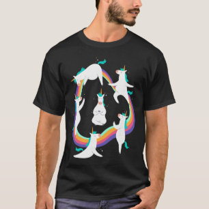Einhorn-Yoga-Sonnengruß-Posen-Regenbogen-Meme T-Shirt