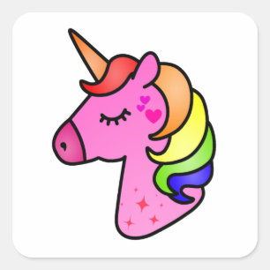 Einhorn zeichnend für Kinder Quadratischer Aufkleber