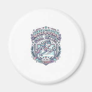 Einhorn-Ziel-Getter Retro-Stil Grafik-T-Shirt-Desi Magnet