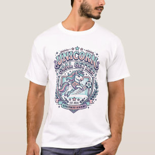 Einhorn-Ziel-Getter Retro-Stil Grafik-T-Shirt-Desi T-Shirt