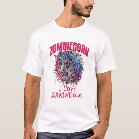 Einhorn Zombie Zombiecorn Ich Liebe T-Shirt (Vorderseite)