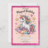 Einhorn zum 4. Geburtstag Einladung (Vorderseite)