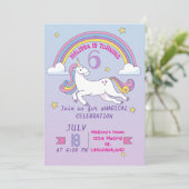 Einhorn zum Geburtstag Einladung für Mädchen (Stehend Vorderseite)