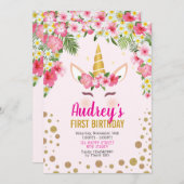 Einhorn zum Geburtstag Einladung. Girl Birthday Einladung (Vorne/Hinten)