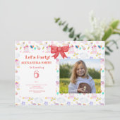 Einhorn zum Geburtstag mit Foto Einladung (Stehend Vorderseite)