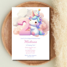 Einhorn Zweiter 2. Rosa Blau Lila Mädchen Geburtst