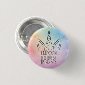 EinhornAffirmation, Rosa & Blauer Pastell Regenbog Button (Vorne & Hinten)