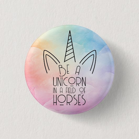 EinhornAffirmation, Rosa & Blauer Pastell Regenbog Button (Vorderseite)