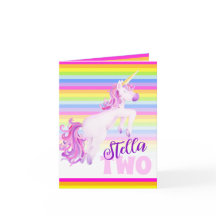 EinhornAquarellkunst und Regenbogen 2. Geburtstag