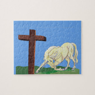Einhornbeugen, um Christliches Rätsel zu überwinde Puzzle