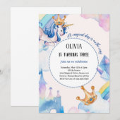Einhornblauer Pastellton Einladung (Vorne/Hinten)