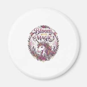 Einhornblüte mit Magie POD Fertig Weißer Hintergru Magnet