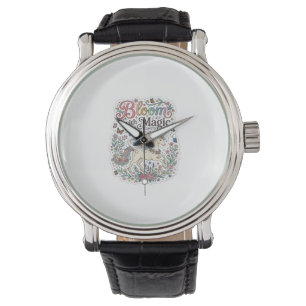 Einhornblüte mit Magie Premium Vektor-Typografie Armbanduhr