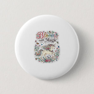 Einhornblüte mit Magie Premium-Vektor-Typografie Button