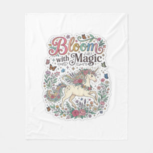 Einhornblüte mit Magie Premium Vektor-Typografie Fleecedecke
