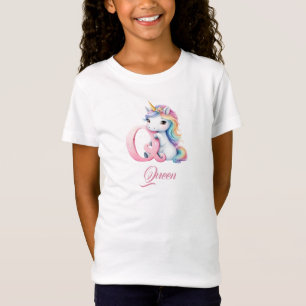 Einhornbrief Q Monogramm erster magischer Tag T-Shirt