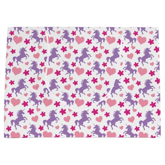 Einhörnchen und Herz-Muster Große Geschenktüte (Vorderseite)