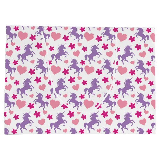 Einhörnchen und Herz-Muster Große Geschenktüte (Rückseite)
