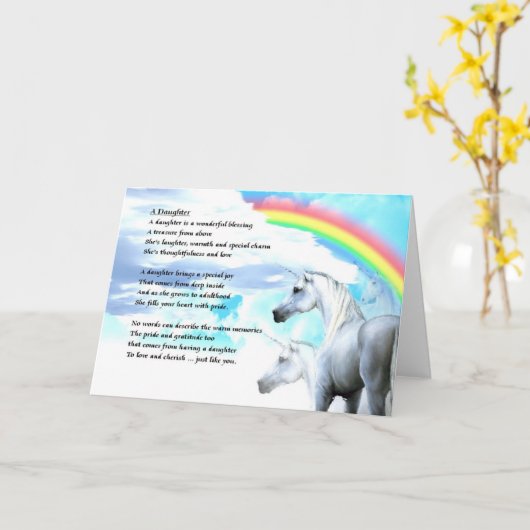 Einhorndesign - Töchtergedicht Karte (Gelbe Blume)