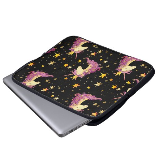 Einhorndruckerin: Aquarellmärchen Laptopschutzhülle (Vorne Knopf)