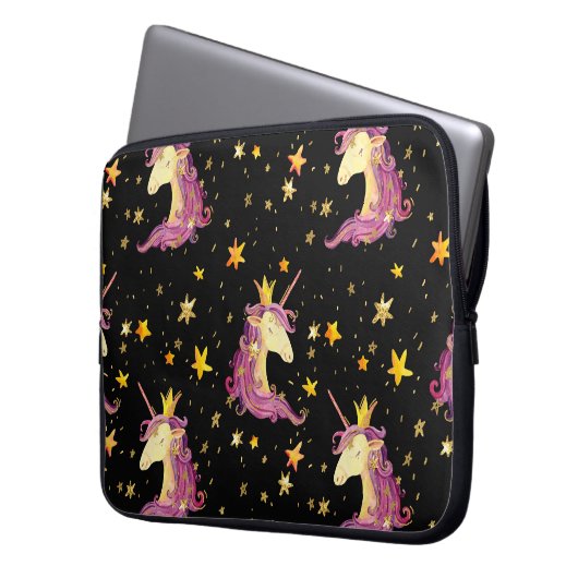 Einhorndruckerin: Aquarellmärchen Laptopschutzhülle (Vorderseite Links)