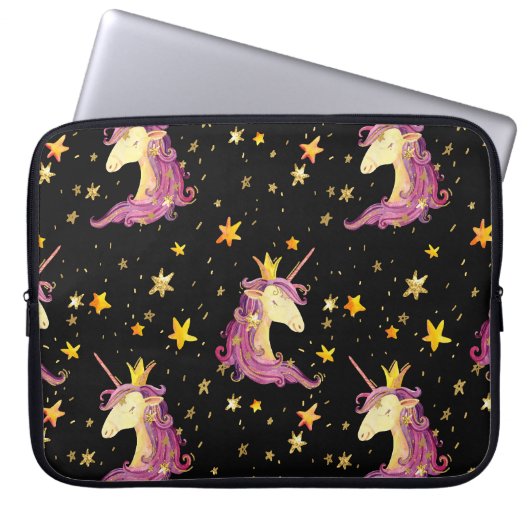 Einhorndruckerin: Aquarellmärchen Laptopschutzhülle (Vorderseite)