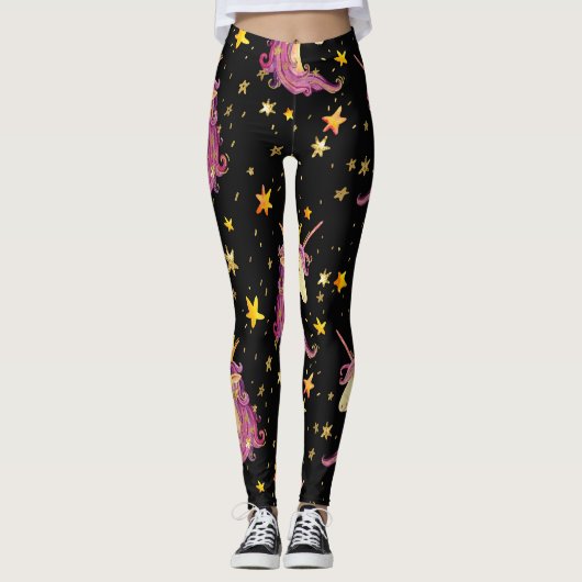 Einhorndruckerin: Aquarellmärchen Leggings (Vorderseite)