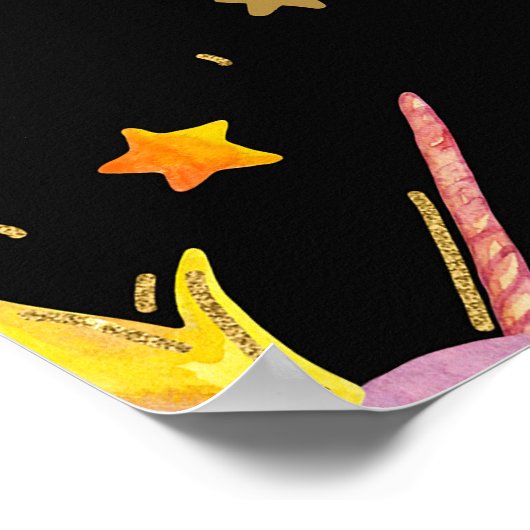 Einhorndruckerin: Aquarellmärchen Poster (Ecke)