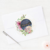 Einhorndusche mit Blumen Runder Aufkleber (Umschlag)