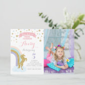 Einhorneinladung mit Bild Einladung (Stehend Vorderseite)