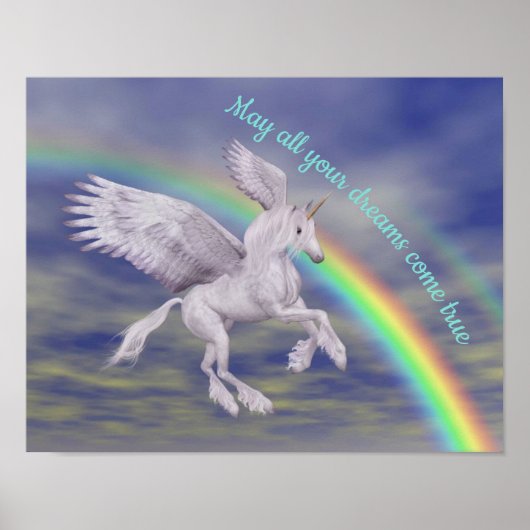 Einhornen über Regenbogenträume Inspiration Poster (Vorne)