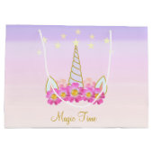 Einhornende Blume und Sterne Große Geschenktüte (Rückseite)