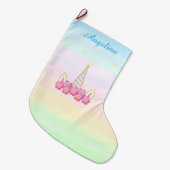 Einhornende Blume und Sterne Großer Weihnachtsstrumpf (Vorderansicht (hängend))