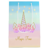 Einhornende Blume und Sterne Mittlere Geschenktüte (Rückseite)