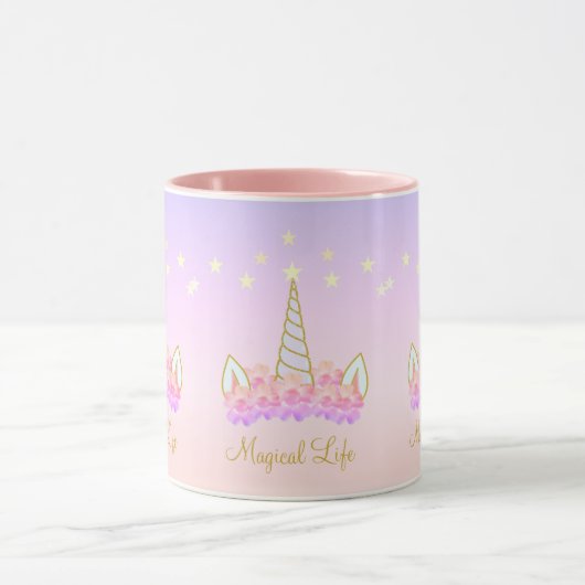 Einhornende Blume und Sterne Tasse (Zentrum)