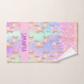 Einhornende Glitzer Tropfen Rosa lila Name Handtuch (Handtuch)