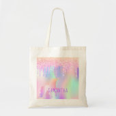 Einhornende Glitzer Tropfen Rosa lila Name Tragetasche (Vorne)