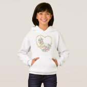 Einhornende Herz-Blume Wasserfarbe Hoodie (Vorne ganz)