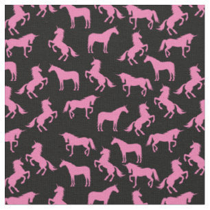 Einhornende Silhouetten Schwarz und Rosa Stoff