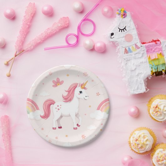 Einhornende Teller, Regenbogen, Blume, Party Pappteller (Party)