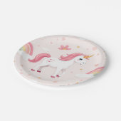 Einhornende Teller, Regenbogen, Blume, Party Pappteller (Schrägansicht)