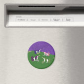 Einhörner im Feld unter Lila Cartoon Art Magnet (In Situ (Geschirrspüler))