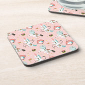 Einhörner im Raum-Muster Getränkeuntersetzer (Linke Seite)