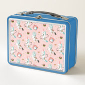 Einhörner im Raum-Muster Metall Brotdose (Vorderseite)